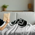 thumbnail image 3 of Saying Soft Flannel Fleece Throw Blanket, It is Time for a Coffee Break with Cup of Expresso on Scattered Background, Cozy Plush for Indoor and Outdoor Use, 70" x 90", Black and White, by Ambesonne, 3 of 5