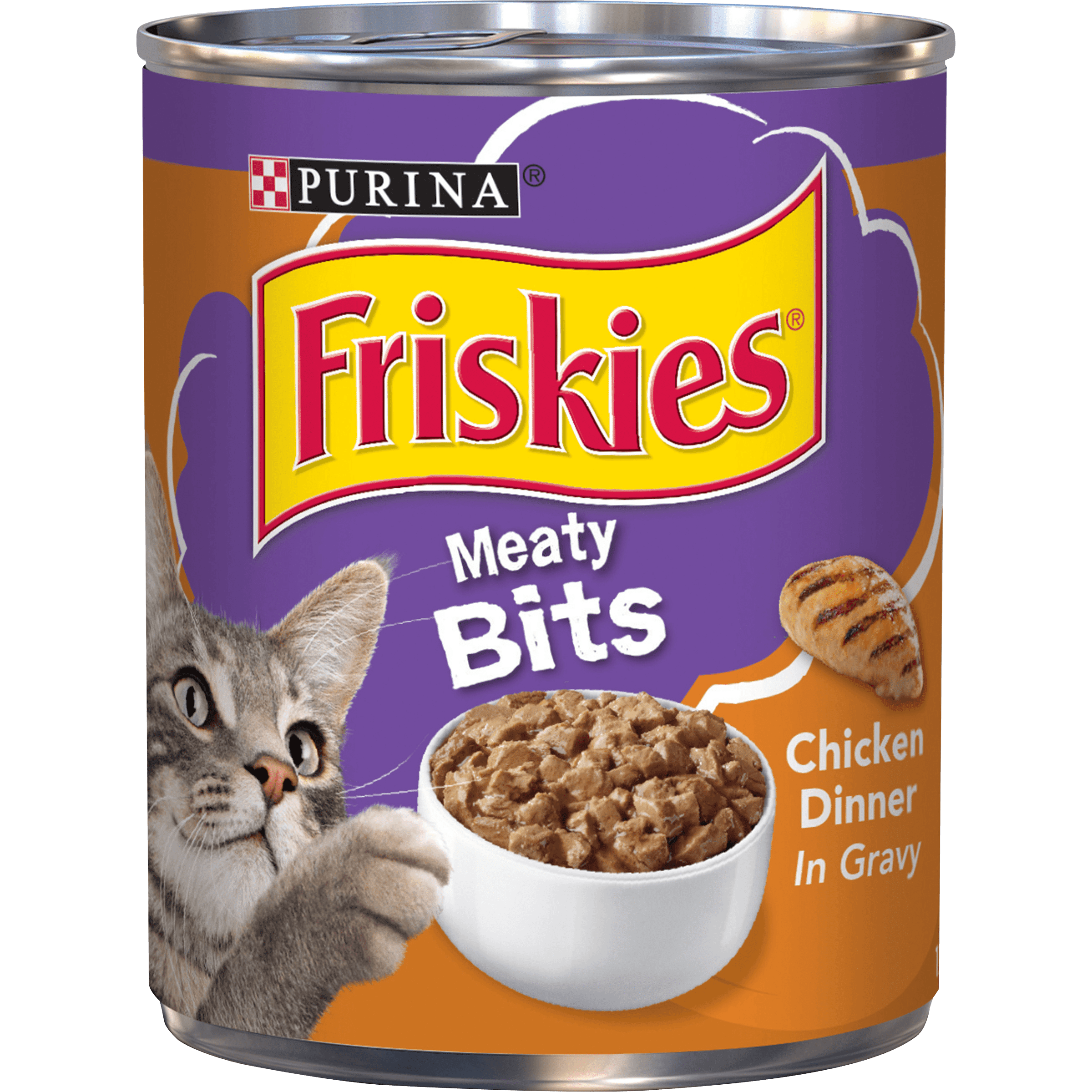 Friskies Gravy Wet Cat Food, Meaty Bits Chicken Dinner, 13.5 oz. Can