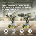 thumbnail image 2 of Master Mechanic 20V Compact Cordless Drill and Impact Driver Combo Tool Kit, 2 of 5