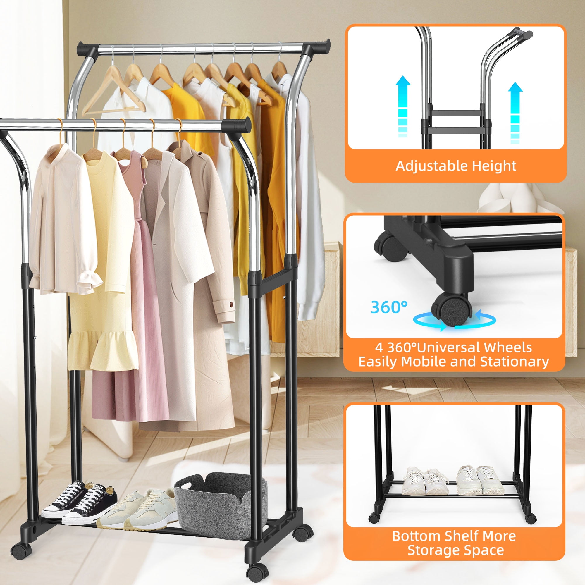 Neprock Clothing Rack with Shelves, Portable Wardrobe Closet for Hangi –  neprock