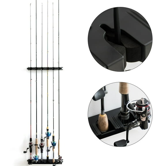 Dr.Fish Fishing Rod Holders for Garage Rod Rack Wall Mount Vertical & Horizontal