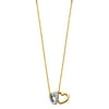 Solid 14k White and Yellow Two Tone Gold Duo Heart Cubic Zirconia CZ Charm Chain Necklace 17 Inches