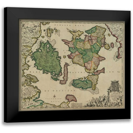 De Wit, Frederick 13x12 Black Modern Framed Museum Art Print Titled - Danicarum