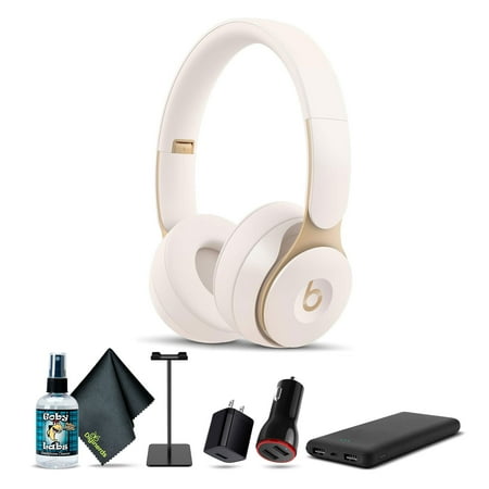 Beats Solo Pro Wireless Noise Cancelling On-Ear Headphones (Ivory) Bundle with Accessories