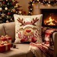 thumbnail image 5 of huayou Cute Elk Candy Cane Christmas Throw Pillow Cover 17.72×17.72in Soft Cushion Case for Sofa Couch Bedroom Living Room Farmhouse Holiday Decoration, 5 of 6