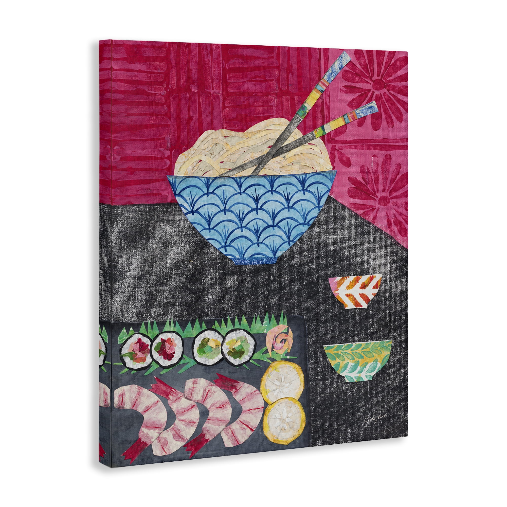 Stupell Industries Patterned Sushi Tablescape Food & Beverage Painting Wrapped Canvas Art Print Wall Art, 24 x 30