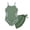 Green, variant on Girls One-Piece Cut Out Design Swimsuit with Cover Up Skirt Adjustable Straps Swimwear Solid Color Bathing Suit for Girls