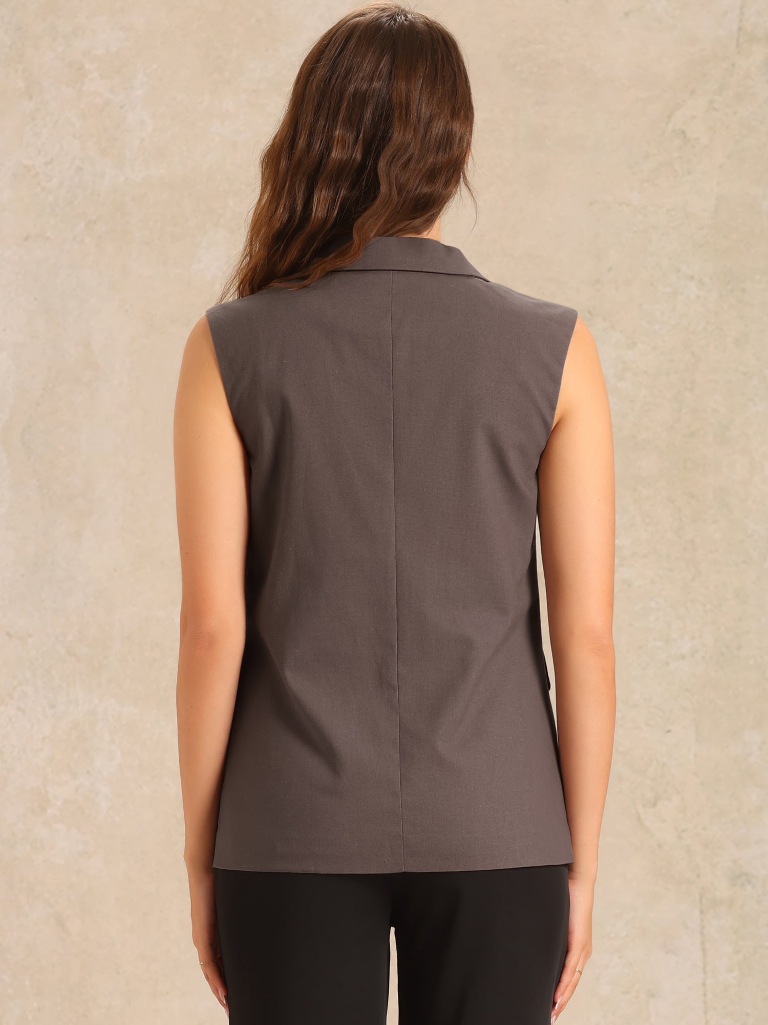 DARING DIVA Sleeveless Blazer for Women's Work Office Suit Vest Jacket XS Grey Brown
