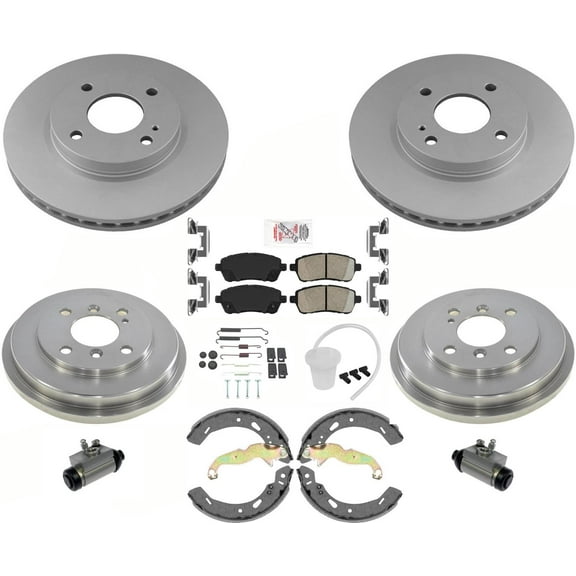 Front Brake Rotors Ceramic Pads & Rear Drums Shoes For Ford Fiesta SE 2011-2019