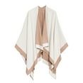 thumbnail image 2 of Women's Shawl Wrap Poncho for Cape Ruana for Travel Plane Blanket, Reversible Open Front Design (PC01-15), 2 of 11