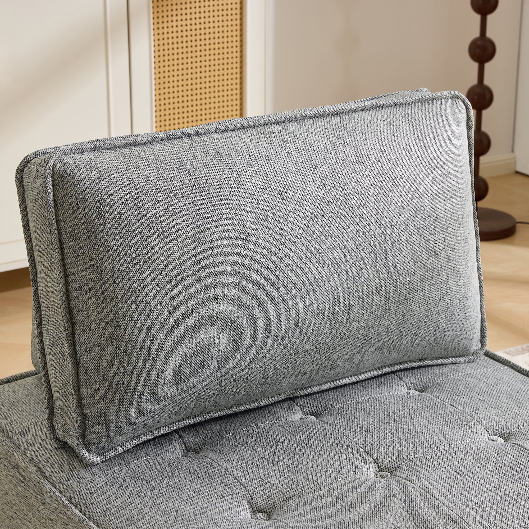 Modular Sofa, Light Grey Linen Wooden Frame Square Seat for Free Splicing, 32-Inch Solid Build with Good Resilience for Small Apartment Living Room and Multiple Decoration Styles