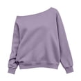 thumbnail image 3 of Kiijoy Girls One Shoulder Sweatshirt Fashion Loose Pullover, Purple, Sizes 9-10Y, 3 of 5