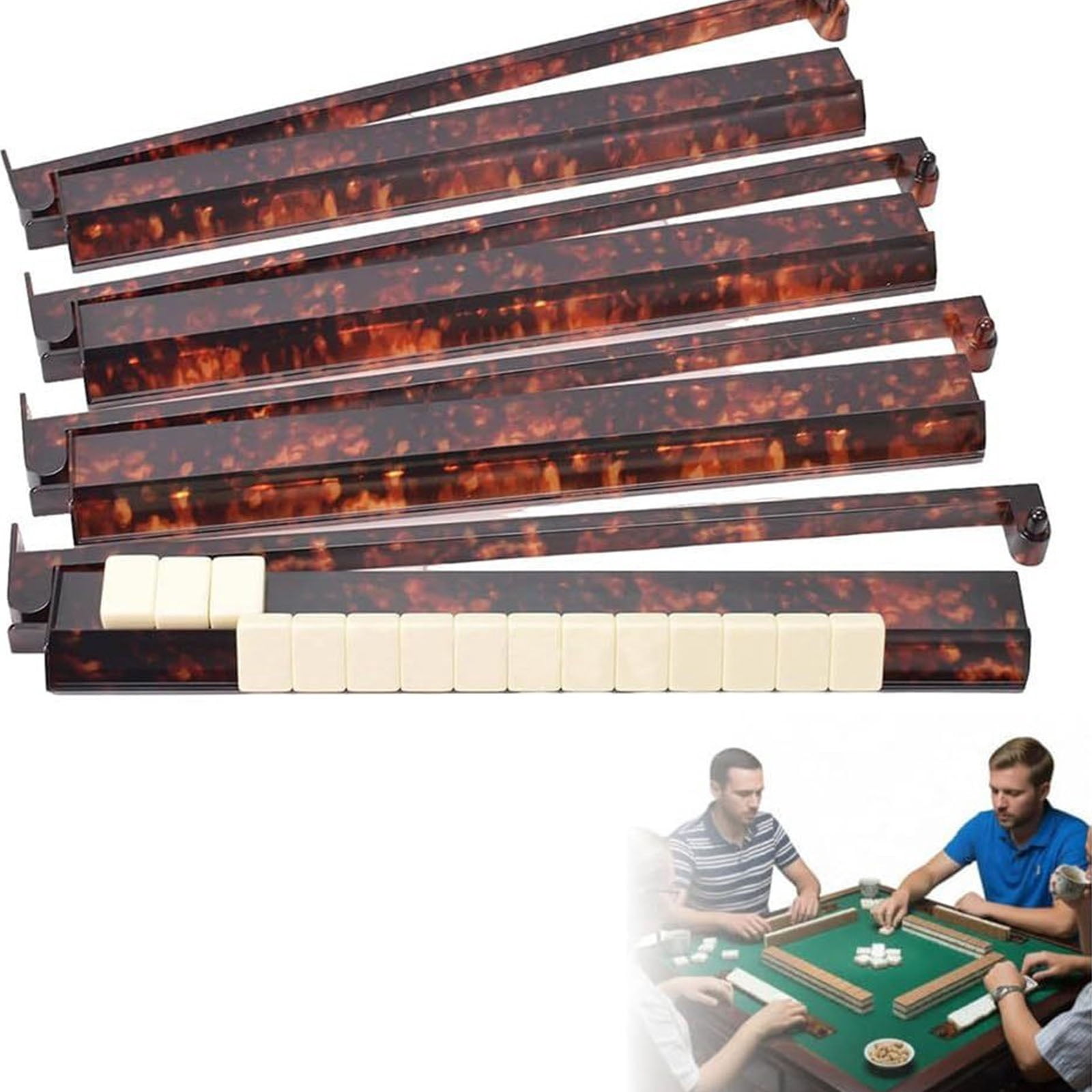 Set Of 4 Piece America Judaic Pack Mahjong Racks Light in Weight And Portable With Push Rod Design