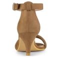 thumbnail image 3 of Sandalias de correa de tobillo Allegra K Zapatos Tacón Bajo de Aguja para Mujeres Marrón 37, 3 of 6