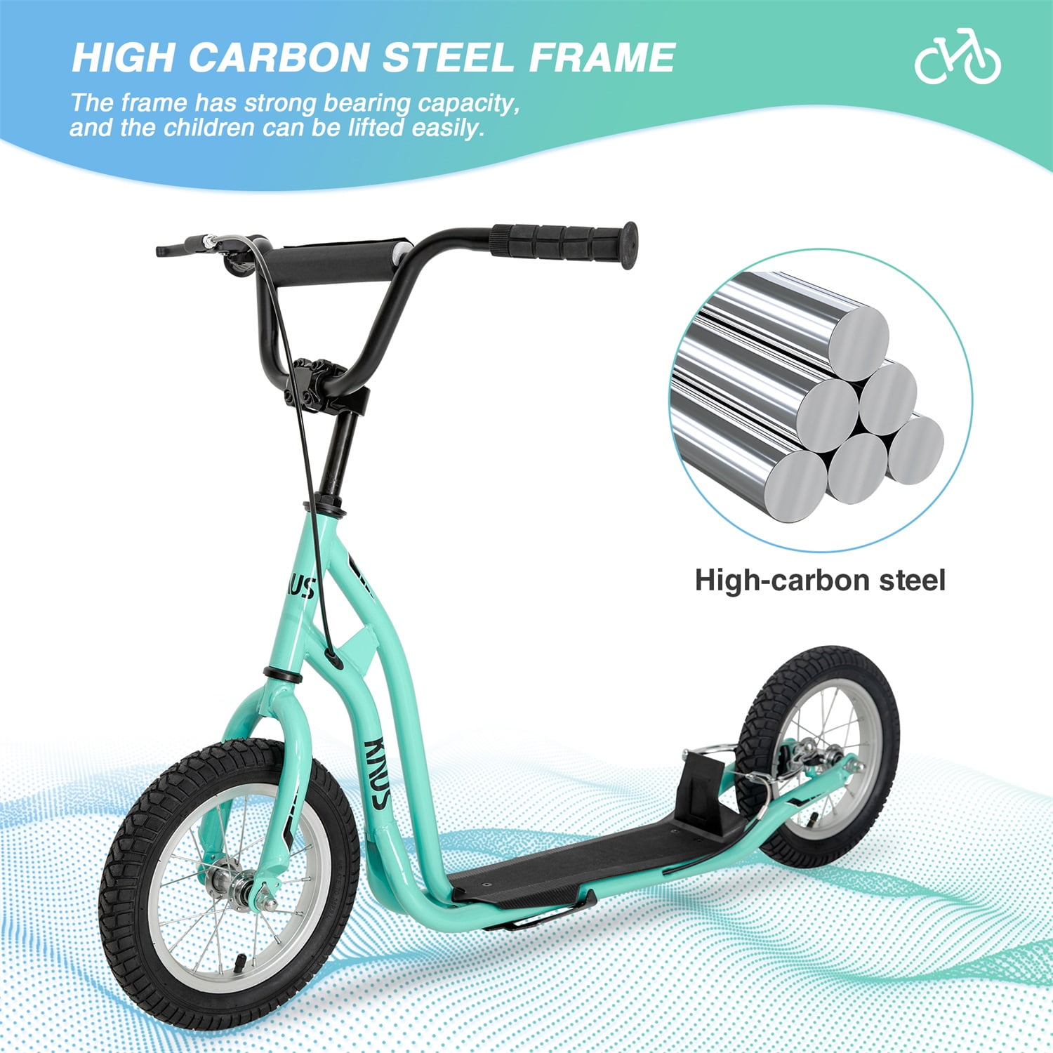 CIPACHO 32" Scooter with 12" Rear Dual Brakes Inflatable Wheels, Durable Steel Frame Scooter for Ages 6-12, Green CIPACHO 32" Scooter with 12" Rear Dual Brakes Inflatable Wheels, Durable Steel Frame Scooter for Ages 6-12, Green