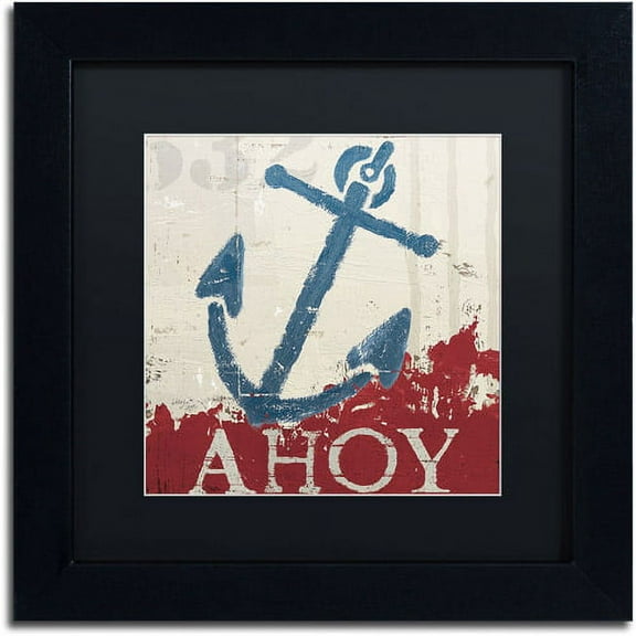 Trademark Fine Art "Nautical IV Red" Canvas Art by Wellington Studio, Black Matte, Black Frame