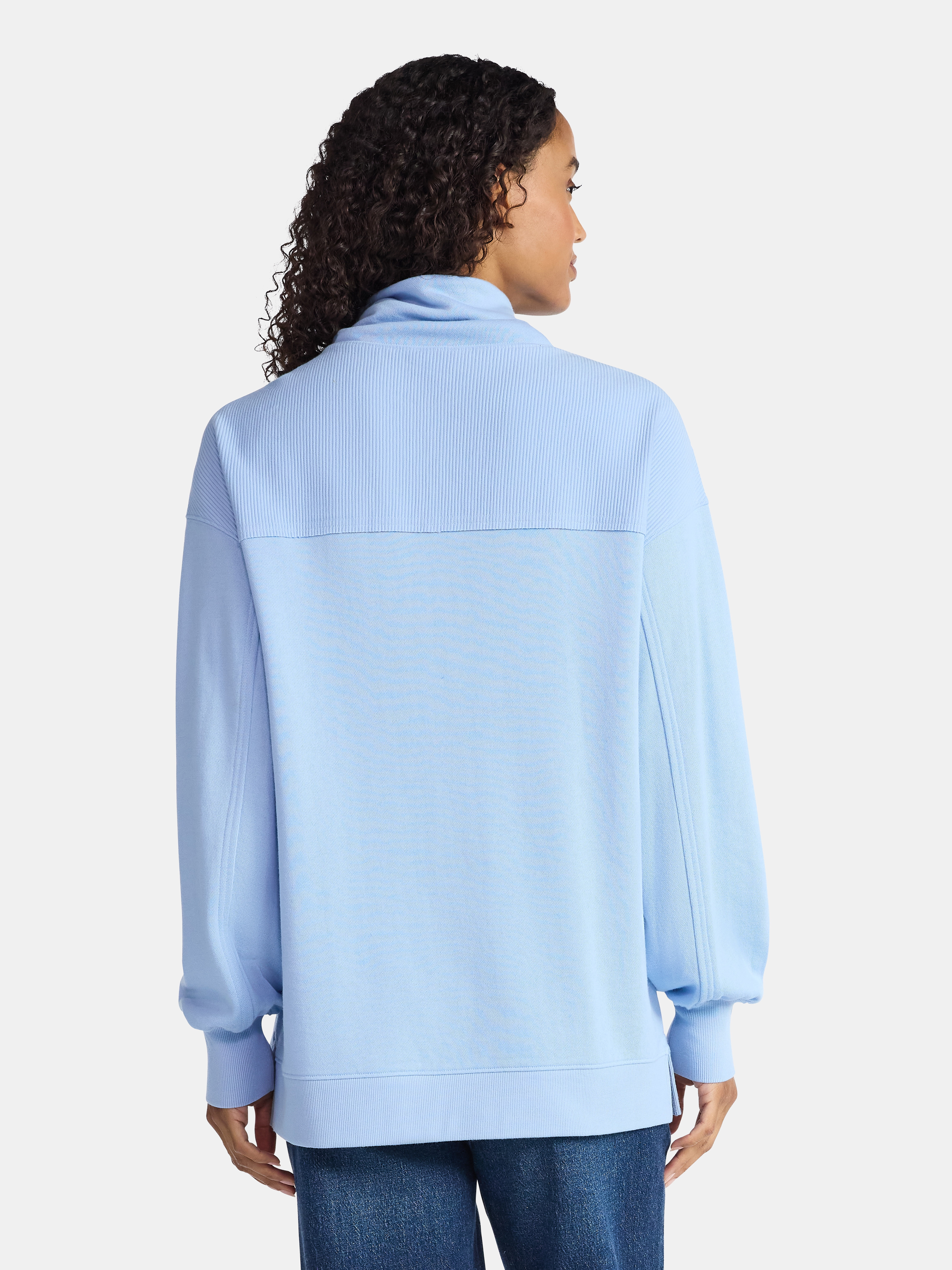 Time and Tru Women's Ottoman Ribbed Pullover Top with Long Sleeves, Size XS-XXXL