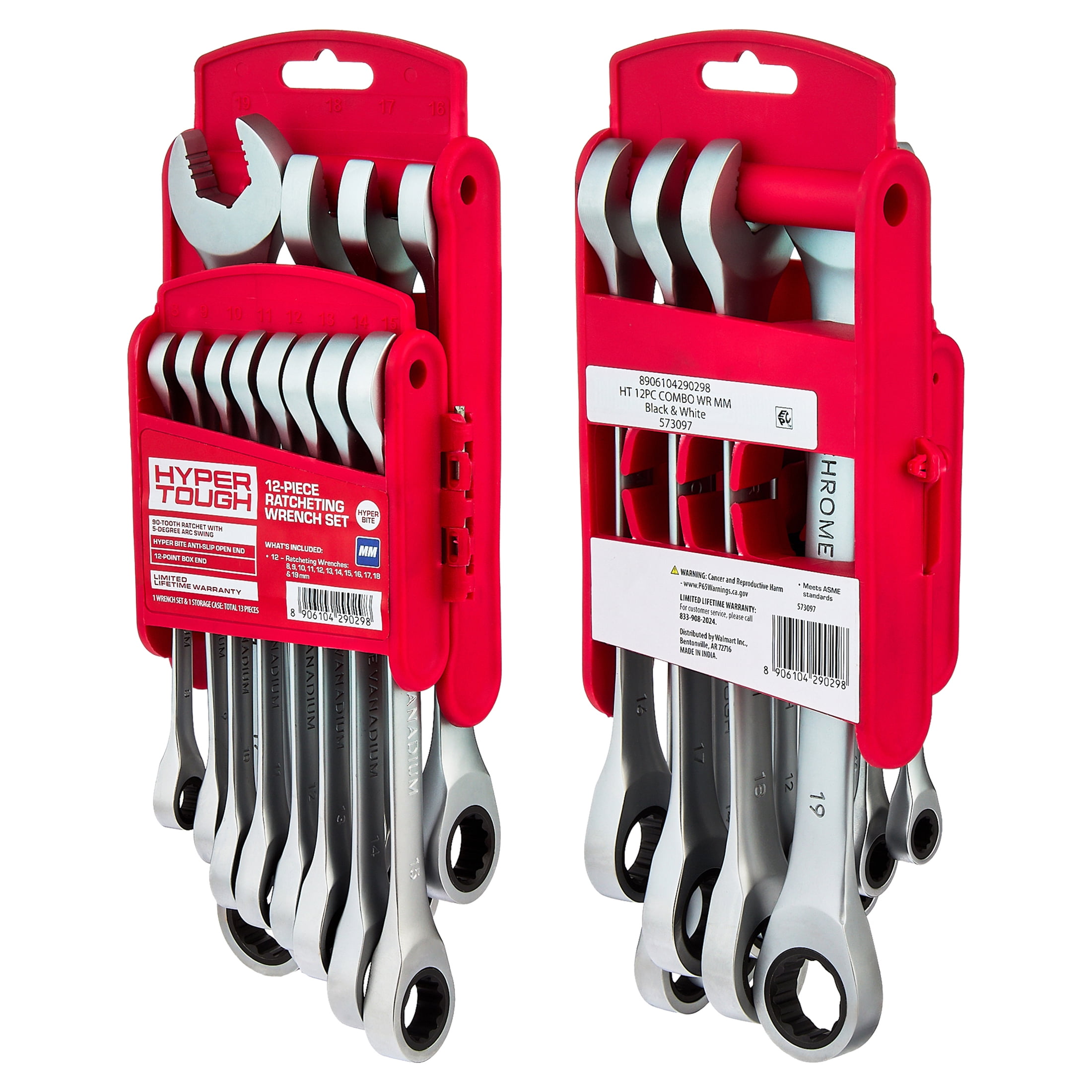 Hyper Tough Ratcheting Wrench Set, Metric, 12 Pieces