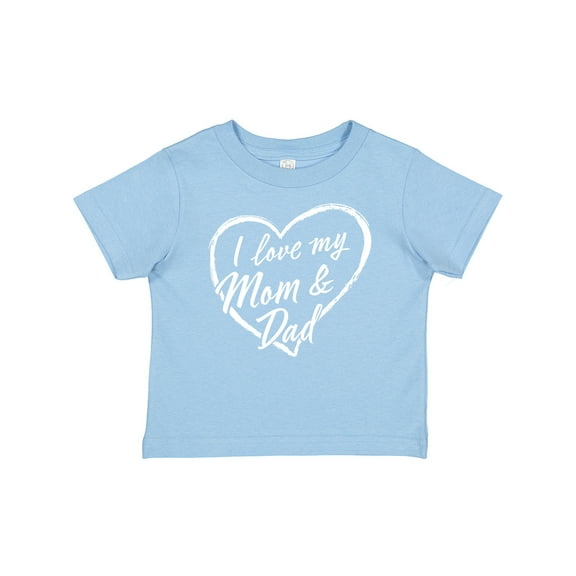 Inktastic I Love My Mom and Dad in White Chalk Heart Boys or Girls Baby T-Shirt