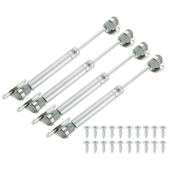 Uxcell 4 Pack Lid Support Hinges, 8 Inch 30N Gas Struts Soft Close Folding Lid Stay Hinges Lift Support Slow Lowering Pneumatic Lid Buffer for Cabinet Closet Wardrobe, Silver