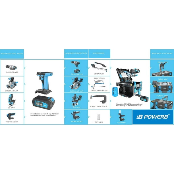 POWER8 Workshop - 20V Cordless Power Tool Combo Kit: Drill/Driver