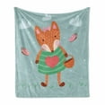 thumbnail image 1 of Fox Soft Flannel Fleece Throw Blanket, Nursery Themed Illustration of Animal with Dress and Bow, Cozy Plush for Indoor and Outdoor Use, 50" x 70", Multicolor, by Ambesonne, 1 of 5