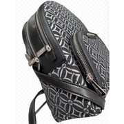 Michael Kors Womens Jaycee MD Zip Pocket Jacquard Backpack Bag Metallic Black Silver 35F4S8TB2J-001