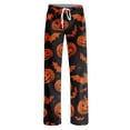 thumbnail image 4 of Domzest Halloween Pajama Pants for Women Wide Leg Halloween Graphic Sleepwear Drawstring Elastic Waisted Funny Pajama Bottoms Earthy Yellow L, 4 of 5