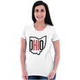 thumbnail image 4 of Ohio Pride OH Shaped Outline State Womens Slim Fit Graphic Tee Brisco Brands X, 4 of 5
