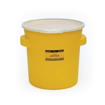 20 Gallon Plastic Drum with Lid, Plastic Lever-Lock, 20.4"x20.9", Lab Pack Drum Made of Durable, Lightweight HDPE, Withstands Weather and Chemicals, Made in USA, Yellow, 1652