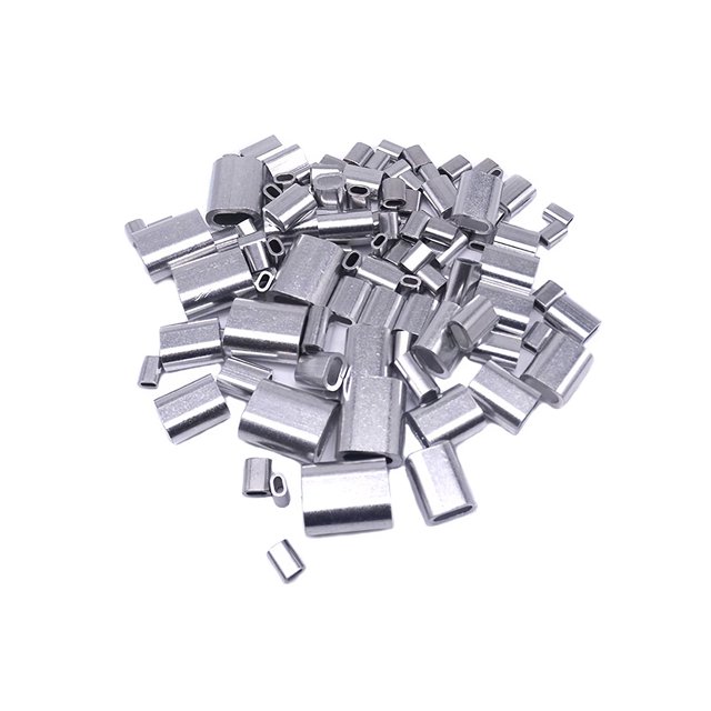 666pcs 1mm/0.04inch Double Holes Aluminum Clip Silver Aluminum Crimping Loop Cable Ferrule Wire Crimping Sleeve Double Holes Wire Rope Ferrule for Wire and Rope