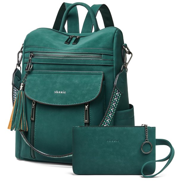 Mochila Shrie Fashion de piel para mujer, color negro