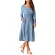 thumbnail image 4 of Vestidos de Otoño para Mujeres INSPIRE CHIC de Manga Larga con Escote en V, Florales, Bohemios, Fluidos, Midi, Talla M, Azul, 4 of 5