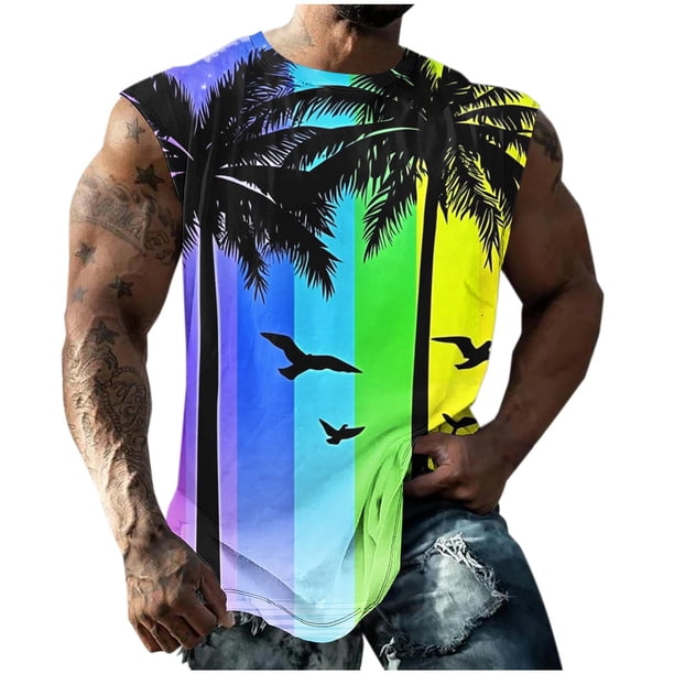 Camisas de Suéter Casual de la Impresión de la Moda sin Mangas, Cuello Redondo Tanque Deportivo para el Verano
