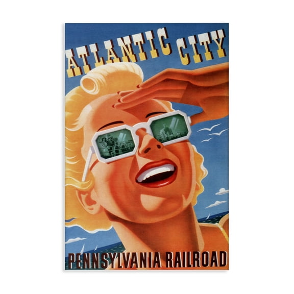 Stupell Industries Art Deco Atlantic City Vintage Woman Canvas Art, 16 x 24, by Marcus Jules