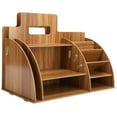 thumbnail image 2 of Desktop Organizer Multifunction Wooden Storage Rack Stationery Pen Holder Container, 2 of 5