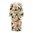 thumbnail image 3 of Yuyamidu Black Cat Womens Bathrobe Soft Kimono Robes Fall Flowers Long Sleeves Bath Robe Ladies Housecoat Nightgown Size M, 3 of 7