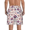 thumbnail image 3 of KLL rock Skull record Retro Men's Casual Summer Beach Shorts Hawaiian Shorts with Pockets-Small, 3 of 5