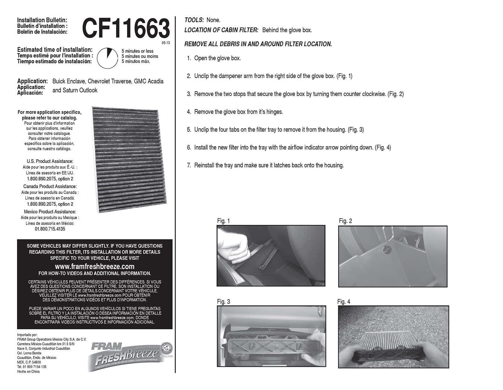 CF11663 Filtre à air FRAM® FB