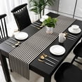 thumbnail image 3 of Black Striped Table Runner 48 Inches Long, Modern Simple Farmhouse Beige Vintage Kitchen Coffee Dining Table Decoration for Home Party Birthday Wedding Home Decor 13x48 Inches, 3 of 8