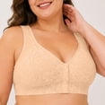 thumbnail image 4 of Fmbrln Bras for Women Plus Size Front Closure Wireless Bra Lace Fixed Cup Everyday Bras Side Support for Underarm Comfy Sports Bra Khaki L, 4 of 5