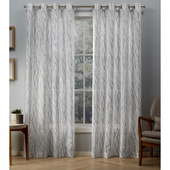 Exclusive Home Oakdale Light Filtering Semi-Sheer Textured Linen Grommet Top Curtain Panel Pair, 54"x96", Silver