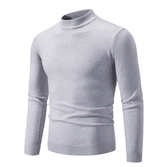 Weiqiqre Sweaters for Men Quilted Long Sleeve Pullover Shirt Knitwear Mock Turtleneck Vintage Round Neck Elastic Fleecing Trend Sweater