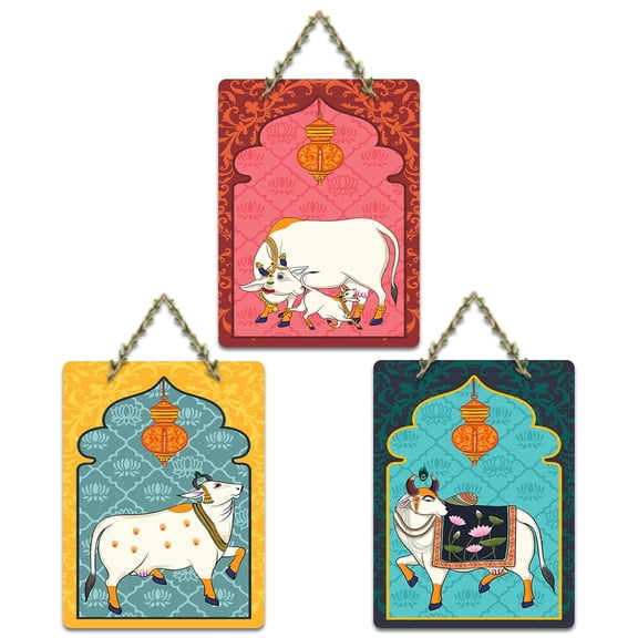 Cows Pichwai Art Decorative Wall Hanging Ornaments Set of 3