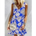 thumbnail image 1 of Nouvelle Robe d'Été pour Femmes Col en V Imprimée Robe Ligne A Sans Manches Robe de Plage Mini Robe, 1 of 4
