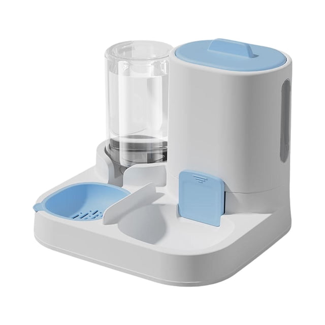 Comedero automático para mascotas 2 en 1, compacto y desmontable, para gatos y perros. Azul