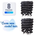 thumbnail image 2 of ToyoTree Ocean Wave Crochet Hair - 14 Inch 8 Packs Natural Black Mid-Length Curly Deep Wave Crochet Hair, Synthetic Ocean Wave Braiding Hair Extensions (14 Inch,1B-8P), 2 of 5