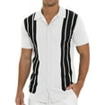 thumbnail image 5 of Iceglad Mens Polo Shirts Vintage Striped Knitting Short Sleeves Button Down Golf Shirts, 5 of 10