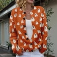 thumbnail image 2 of longantii Halloween Sweaters for Women Cute Pumpkin Cardigan Long Sleeve Casual Vintage Ghost Witch Print Cardigan Fall 2026 Outfits for Funny Party Earthy Yellow S, 2 of 7
