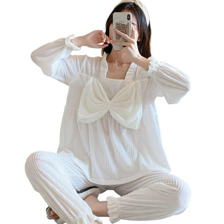 

Fashion Women s Pajamas Set Long Sleeve Fleece Princess Sleepwear Casual Warming Nightgown for Autumn Winter New